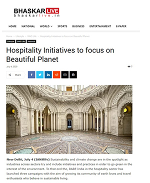 Bhaskarlive.in : Hospitality Initiatives to focus on Beautiful Planet